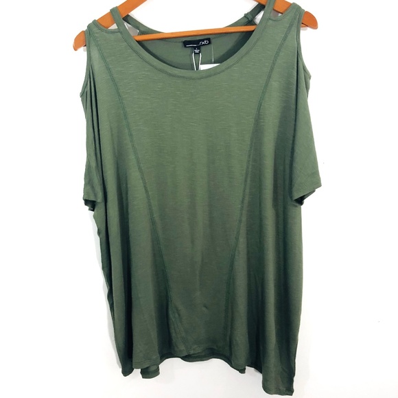 RXB Tops - RXB | Army Green Cold Shoulder Top Large